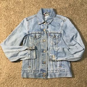 Vintage Levis Denim Jean Jacket Trucker Blue Red Tab Size Small